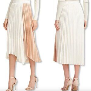 NWT EXPRESS High Waisted Pleated Color Block Midi Skirt S